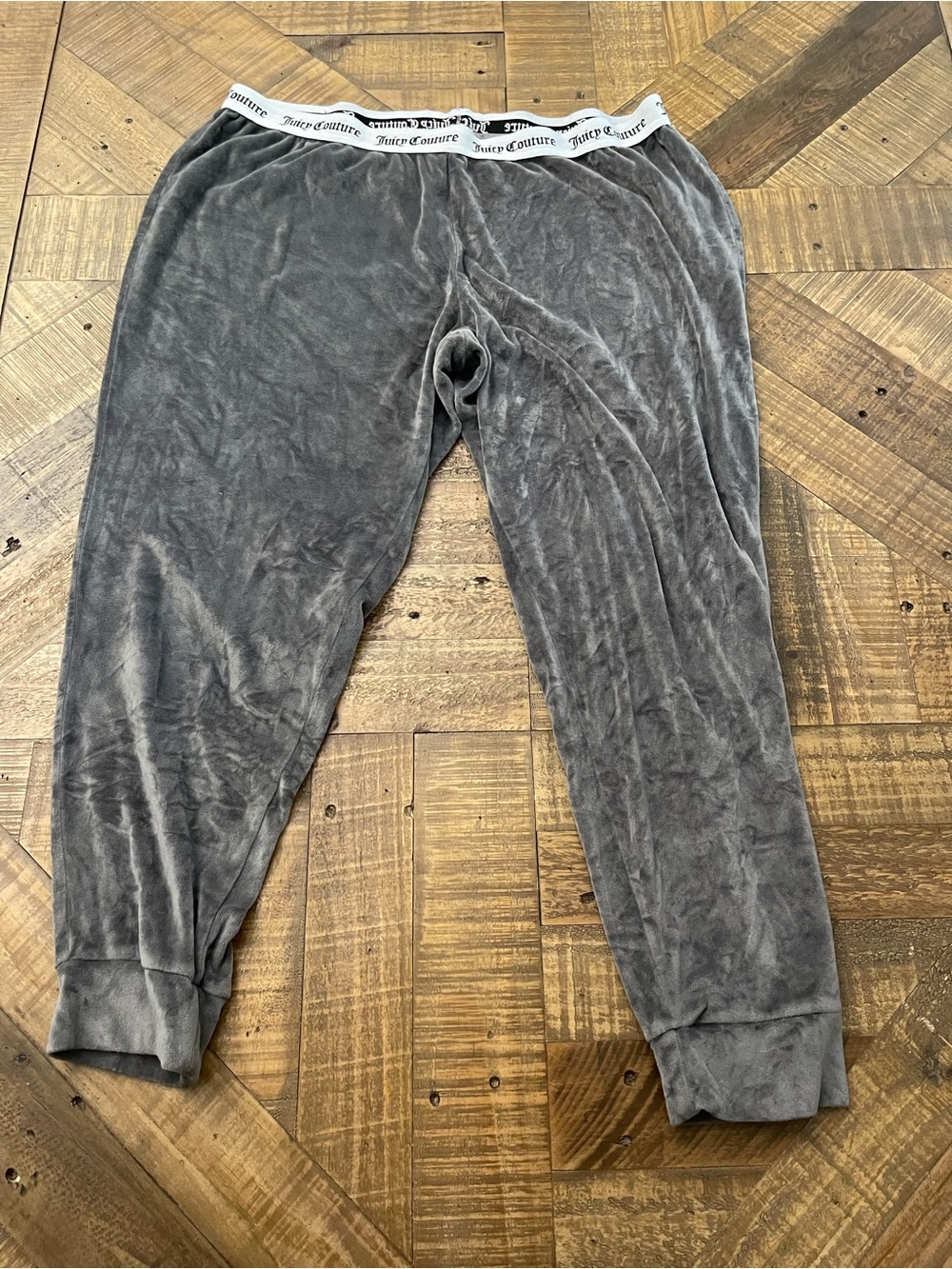 Juicy Couture Grey Velour Jogger Pajama Pants Logo Waistband